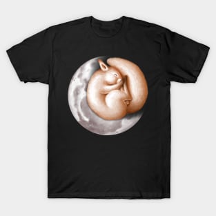 Cute squirrel sleeping on the moon. T-Shirt